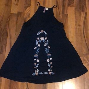 Navy blue (w/ floral design on front) mini dress